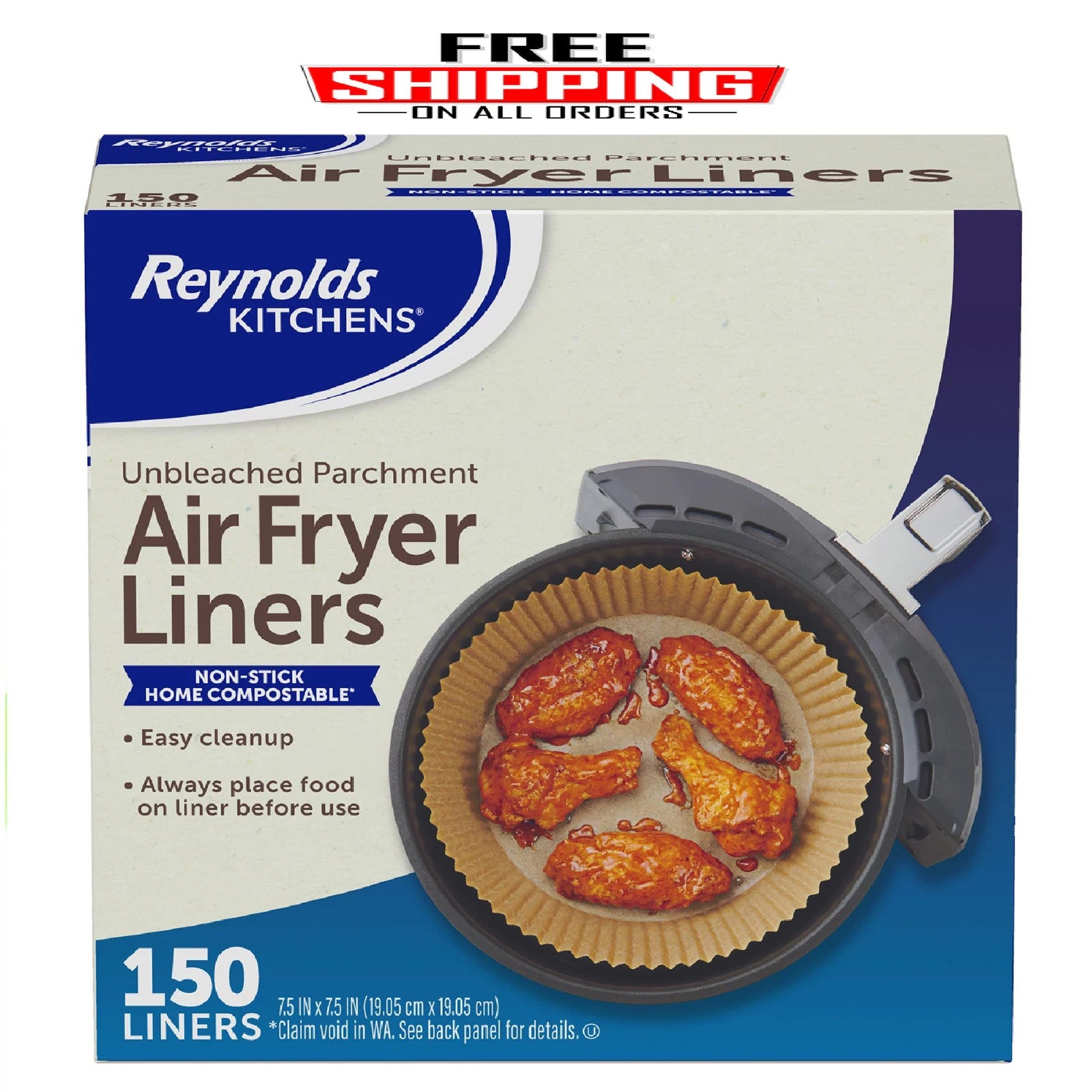 Reynolds Kitchens Unbleached Parchment Air Fryer Liners, 150 Ct - Bellso